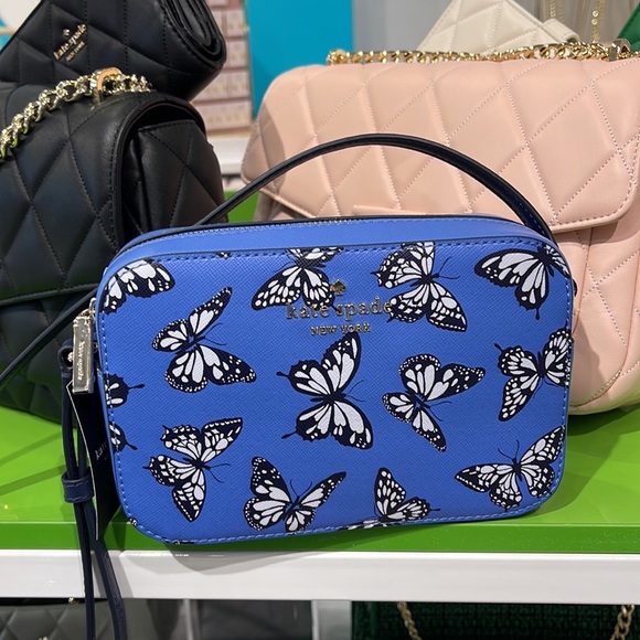kate spade Handbags - Kate Spade Staci Butterfly Sky Printed Mini Camera Bag, 
Blue Multi 
NWT